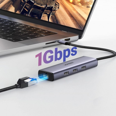 Ugreen liidesejaotur 15598 USB 3.2 Gen 1 (3.1 Gen 1) Type-C 5000Mbit/s, hõbedane