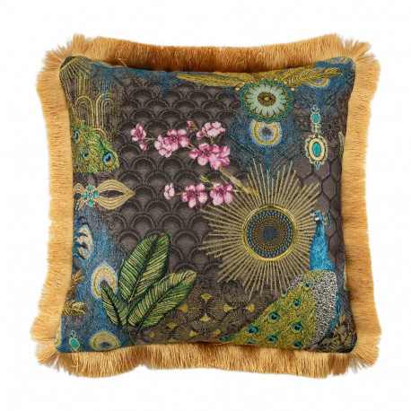 Padi GLAMUUR 45x45cm lukuga, karvase äärega, paabulind, kangas 50% puuvill, 50% polüester, kangas 04