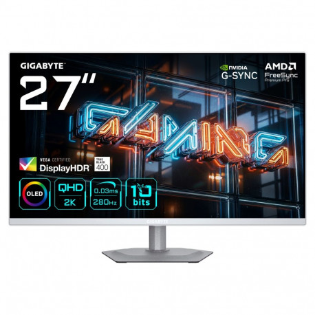 "68,6cm/27"" (2560x1440) GIGABYTE MO27Q2A ICE WQHD QD-OLED 0,03ms 280Hz HDMI DisplayPort USB-C USB H