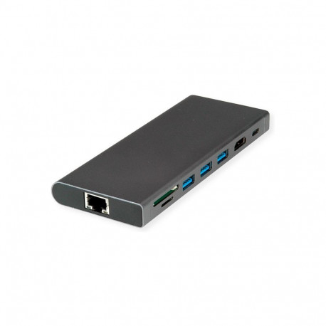 "USB Typ C Dockingstation HDMI 4K60 4x US3.2Gen1 1x C + 3x A 1x PD 1x SD/TF 1x RJ45 1x 3.5mm"