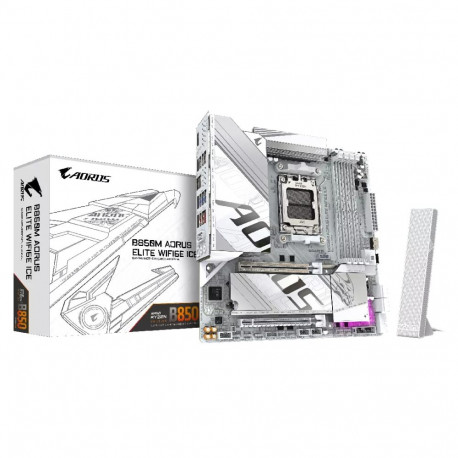 GIGABYTE B850M AORUS ELITE WIFI6E ICE Motherboard- AMD Ryzen 9000 Series CPUs  12+2+1 Phases Digital