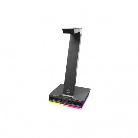 EXCELLO RGB Headset Stand, 3-Port USB 2.0 Hub, integrated Soundcard, black