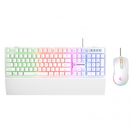 Gaming Keyboard - RAMPAGE Fortuna White Keyboard And Mouse Set 12800 DPI 8-Button
