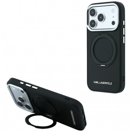 KARL LAGERFELD case for IPHONE 18 Pro Max/17 Pro Max compatible with MagSafe (Ring Stand 360 Saffian