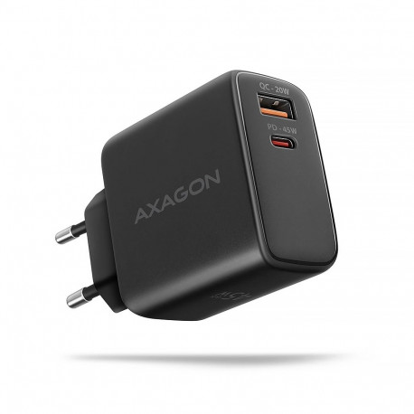 Axagon ACU-PQ45 QC 3.0  4.0/AFC/FCP/PPS/PD  45W  schwarz - Netzladegerät mit USB-A und USB-C Schnitt
