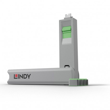 Lindy USB Type C Port Blocker Key - Pack of 4 Blockers  Green