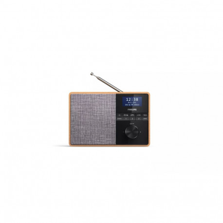 Philips kaasaskantav digitaalraadio TAR5505/10, must-hall-puidutooni
