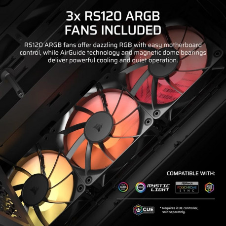 Corsair arvutikorpus 3200D RS ARGB Midi Tower, suitsuklaas, must