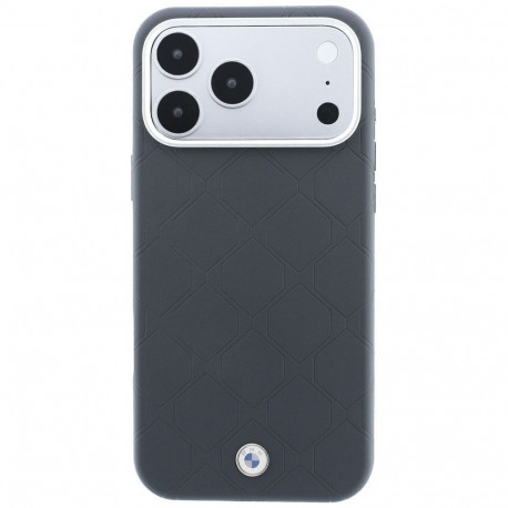 BMW case for IPHONE 18 Pro/17 Pro compatible with MagSafe (Sign Deboss Quilted Metal Logo) antracyt
