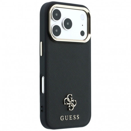 Case for IPHONE 18 Pro/17 Pro compatible with MagSafe (Saffiano Small 4G & Classic Logo) black