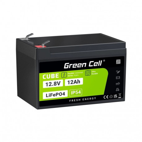 Green Cell UPS-aku LFPGC12V12AH liitiumraudfosfaat (LiFePO4) 12.8V 12Ah