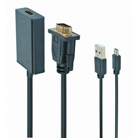 Gembird A-VGA-HDMI-01 video cable adapter 0.15 m HDMI Type A (Standard) VGA (D-Sub) Black