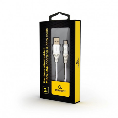 Cablexpert USB-kaabel CC-USB2B-AMMBM-2M-BW2 USB 2.0 USB A Micro-USB B, valge