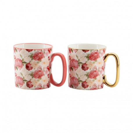Mugs FRIENDS 2pcs 450ml, pink flowers