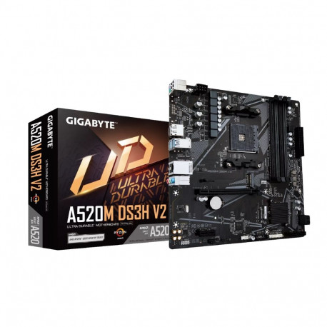 GIGABYTE emaplaat A520M DS3H V2 – toetab AMD Ryzen 5000 seeria AM4 protsessoreid kuni 4733MHz DDR4 (