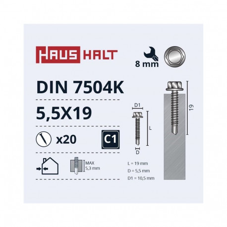 SELF SCREW 5,5X19 DIN7504K ZN 20PCS