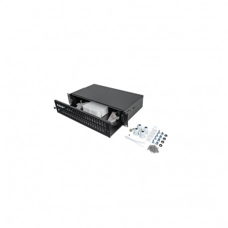 LANBERG fiiberoptiline patch-paneel RACKMOUNT 19" 2U 48XSC SIMPLEX/48XLC DUPLEX, must, koos tarvikut