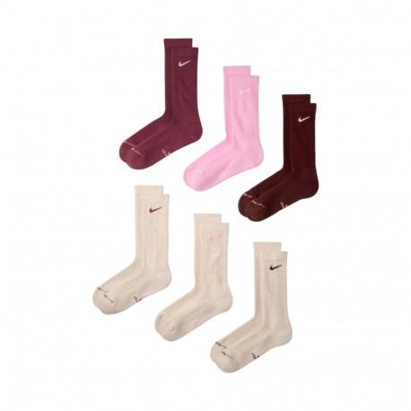 Skarpety Nike Everyday Elevated 6 par beżowe, bordowe, różowe HQ8021 910 35-37,5