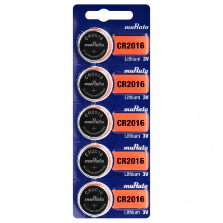 Battery - Murata CR2016 Lithium Coin Battery 3V 20mm x 1.6mm 5 pcs