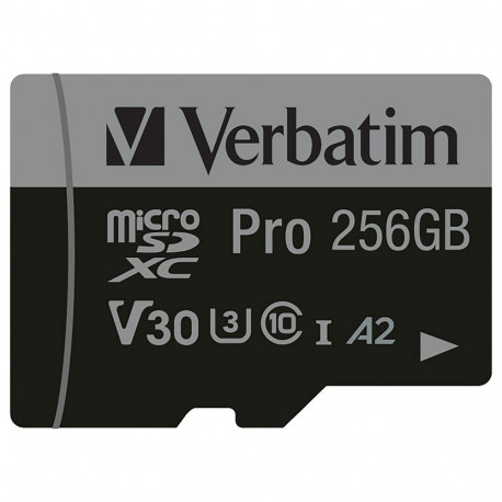 Verbatim mälukaart 256GB MicroHC Pro Class 10 + adapter, jaemüügipakend