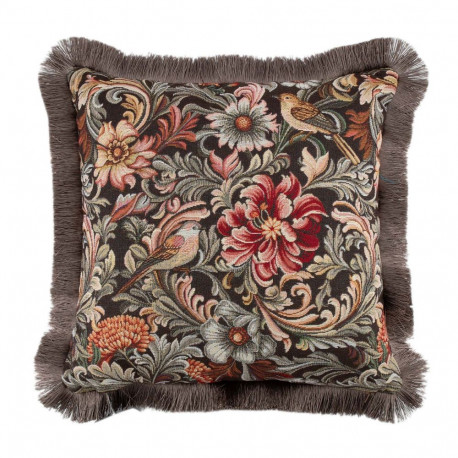 Padi GLAMUUR 45x45cm lukuga, karvase äärega, linnud ja lilled, kangas 50% puuvill, 50% polüester, ka
