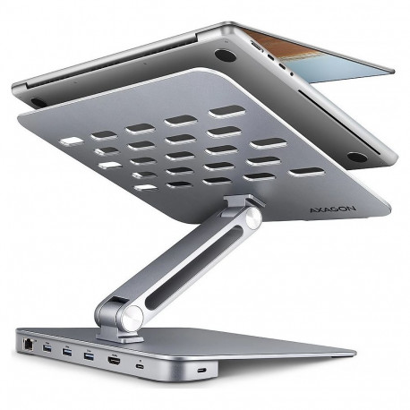Axagon mitme pordiga USB-C-jaotur ja alumiiniumalus sülearvutitele HMC-STND, 5Gbps, HDMI 4K/60Hz, GL
