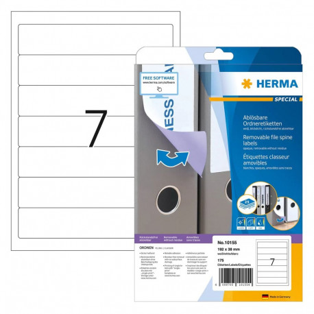 HERMA kaustasildid 38,0 x 192,0mm, valged