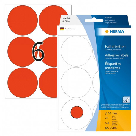 "HERMA Klebepunkte Ø 50,0 mm leuchtrot"
