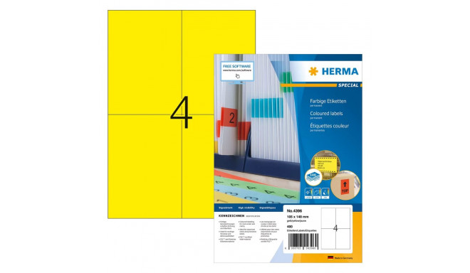 HERMA etiketid A4 105x148mm matt paber 400tk, kollased