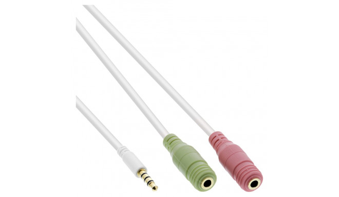 Peakomplekti adapterkaabel 3.5mm pistik 2x3.5mm pesadesse, 1m, valge