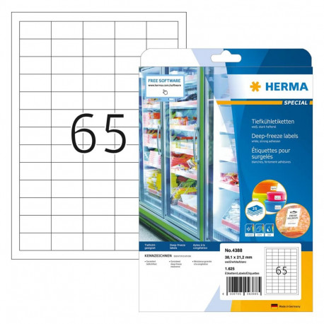 HERMA sügavkülmasildid A4 38,1x21,2mm paber 1625tk, valge