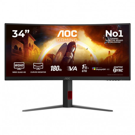 "86,4 cm (34"") 3440 x 1440 Pixel AOC CU34G4CA 21:9 UltraWide Quad HD Fast VA 1 ms 180 Hz HDR Displa