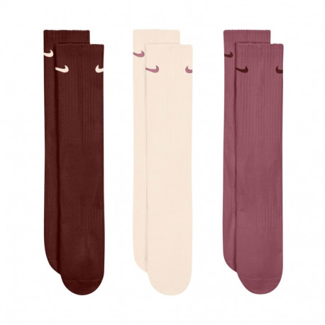 Nike sokid SX7664 915 igapäevased polsterdatud poolkõrged 3 paari 34–38, pruunid, beežid, roosad
