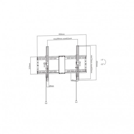 Gembird telerikinnitus/alus WM-80T-01 2.03m (80"), teras, must