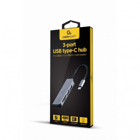 Gembird UHB-CM-CRU3P1U2P2-01 laptop dock/port replicator Wired USB 3.2 Gen 1 (3.1 Gen 1) Type-A Silv