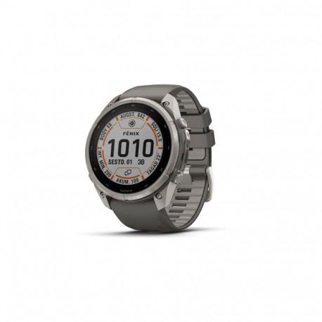 Garmin fenix 9 Pro Solar smartwatch, inReach, 51mm, Titanium with Pebble Grey Silicone Band
