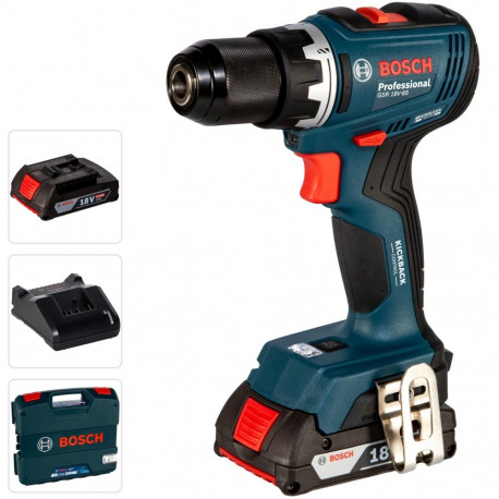 Bosch akutrell-kruvikeeraja GSR 18V-65 kombikomplekt