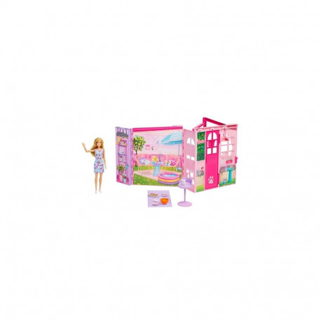 Barbie Weekend Escape House, Dollhouse Playset with Doll, 10 Accessories, 4 Play Areas, & Kitten