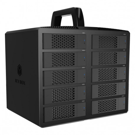 "Box 10-Bay Gehäuse für 2,5""/3,5"" SATA HDD, Host USB 3.2 Gen 2, Single Mode, USB-C zu C Hostkabel,