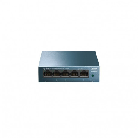 TP-Link LS105G 5-Port 10/100/1000Mbps Desktop Network Switch, Steel housing, Blue