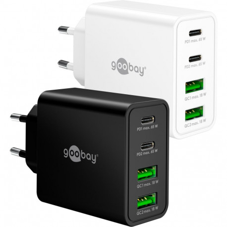 Goobay kiirlaadija 65W USB-C PD mitme pordiga, valge