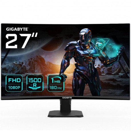GIGABYTE mängumonitor GS27FC 27" FHD kumer 1920 x 1080 180Hz 1 250cd/m² FreeSync Premium HDR-valmidu