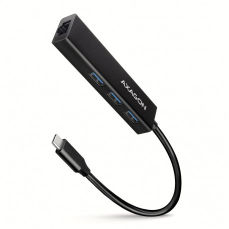 Axagon USB-C-jaotur HMC-GL3A 3x USB-A Gbit-LAN USB 3.2 Gen 1 (3.1 Gen 1) Type-C 5000 Mbit/s, must