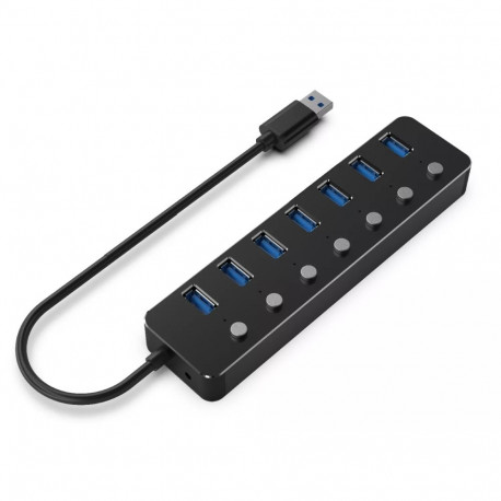 Gembird USB-jaotur UHB-U3P7P-01 USB 3.2 Gen 1 (3.1 Gen 1) Type-A 5000 Mbit/s, must