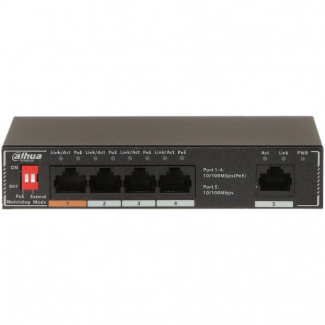 Dahua Technology PoE SF1005P Unmanaged L2 Fast Ethernet (10/100) Power over Ethernet (PoE) Black