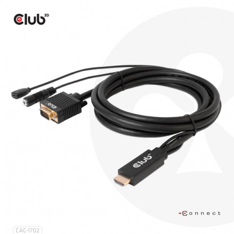 CLUB3D HDMI–VGA kaabel M/M 2m/6.56ft 28AWG