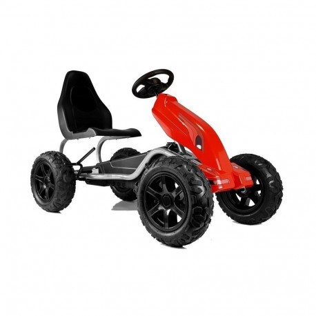 Pedaalidega kart B012, täispumbatavad rattad, punane