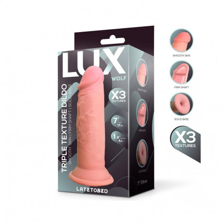 Wolf dildo 7" kolme tekstuuriga TPE Cl,24, nahavärvi