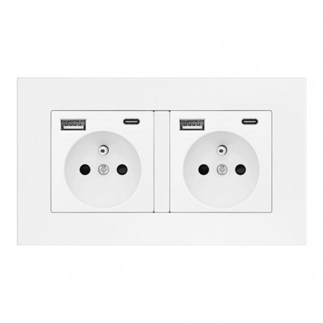 Gniazdo wtyczkowe podwójne 2p+z z usb-a+c
