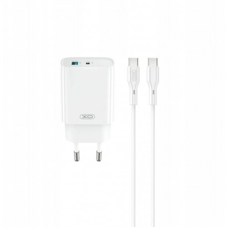 XO seinulaadija CE29 PD 20W 1x USB-C 1x USB + kaabel USB-C - USB-C, valge